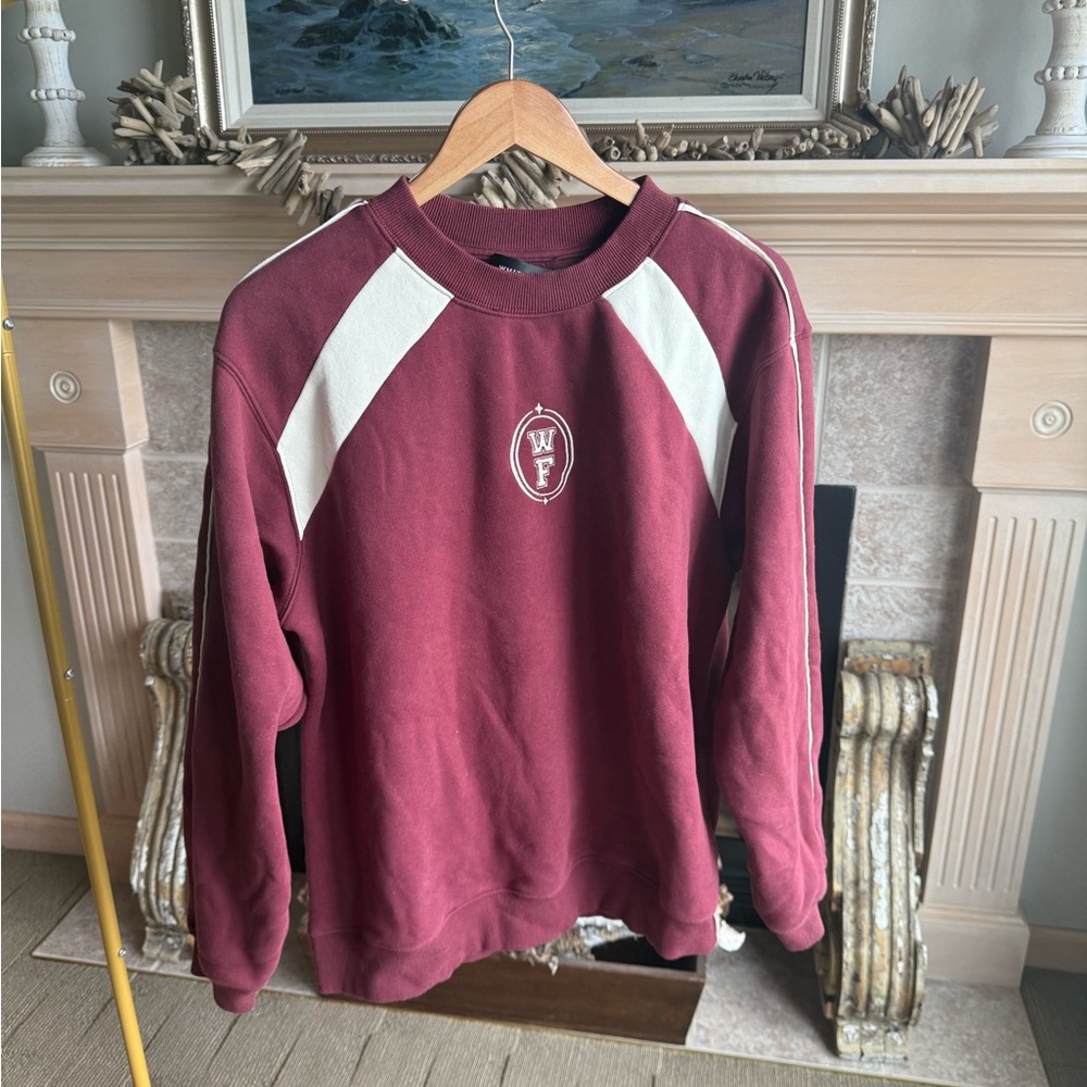 White Fox Boutique Burgundy and Cream Sweater